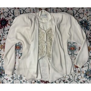 Daymor Couture Cream Blazer With Attached Beaded Vest  80-90's Women's Size 16